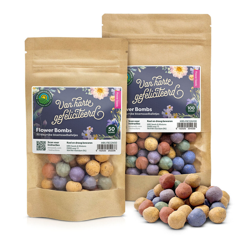  Flower Bombs - Zaadbommen Mix - Van Harte Gefeliciteerd!
