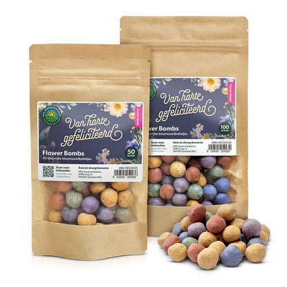  Flower Bombs - Zaadbommen Mix - Van Harte Gefeliciteerd!