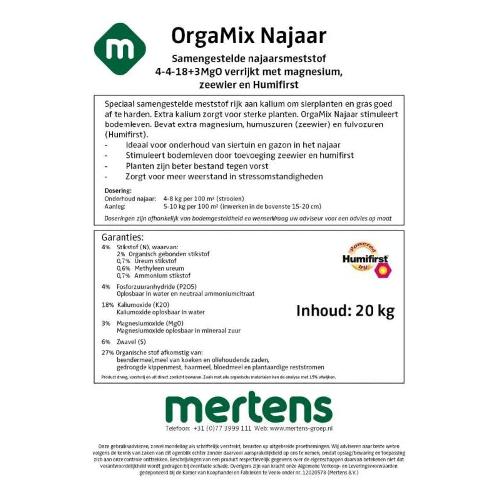  OrgaMix Najaarsmeststof | 20kg