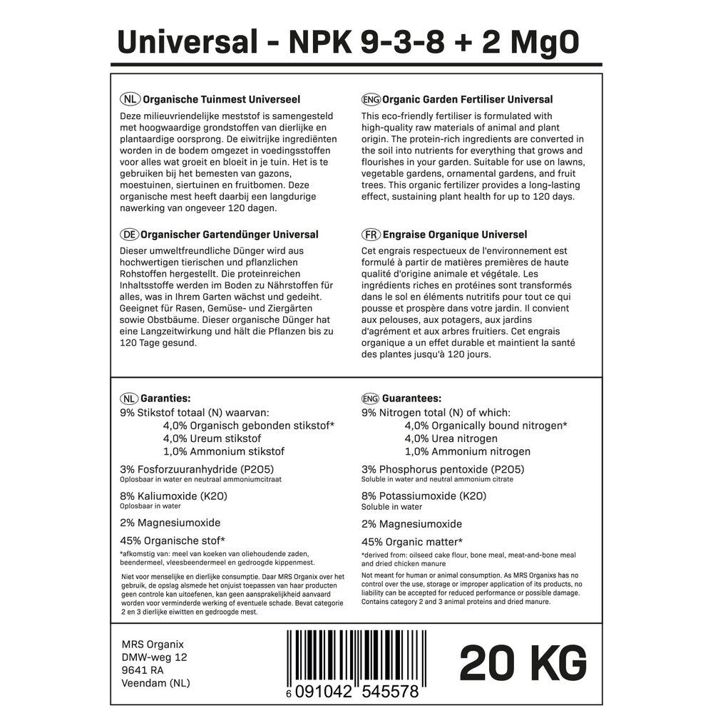  Universal - Organische Tuinmest | 20KG-200m²