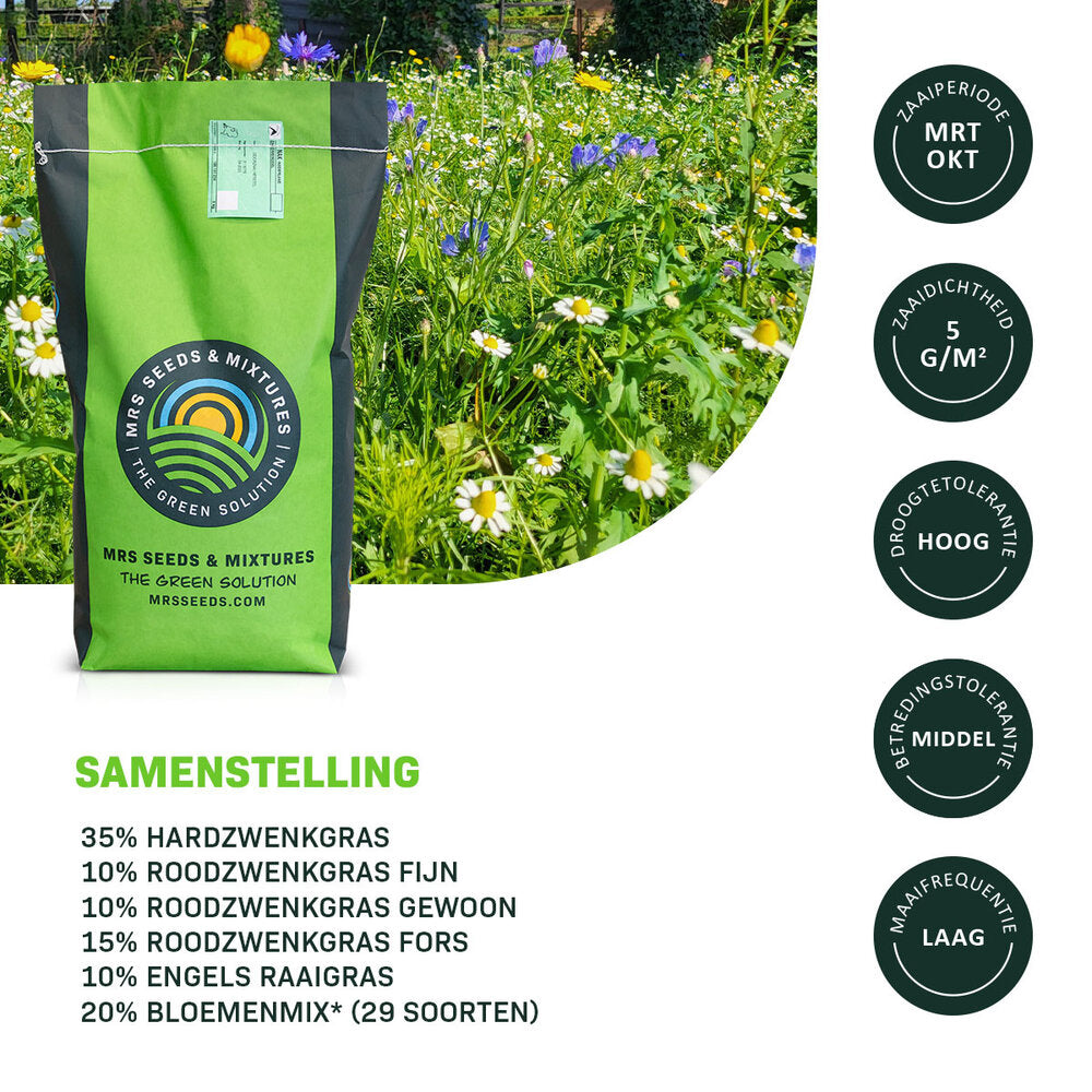  Flower Field - Graszaad Met Bloemenmix