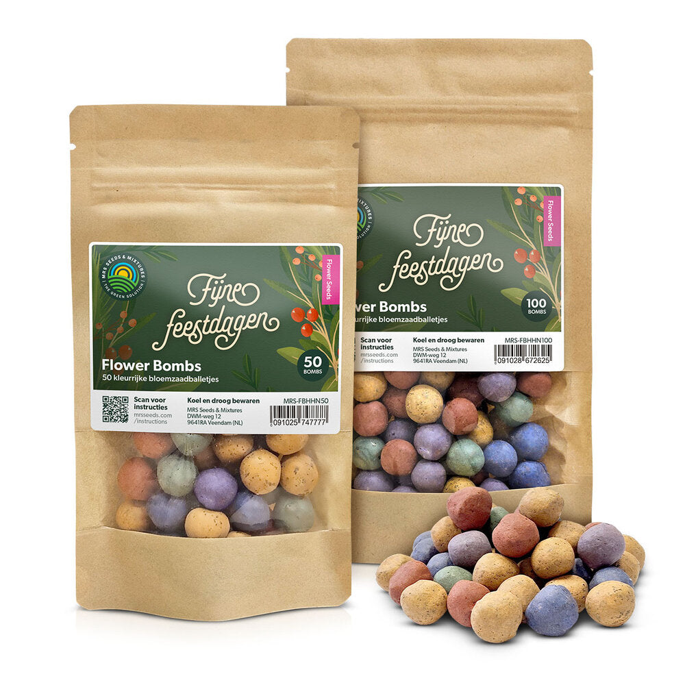  Flower Bombs - Zaadbommen Mix - Fijne Feestdagen!