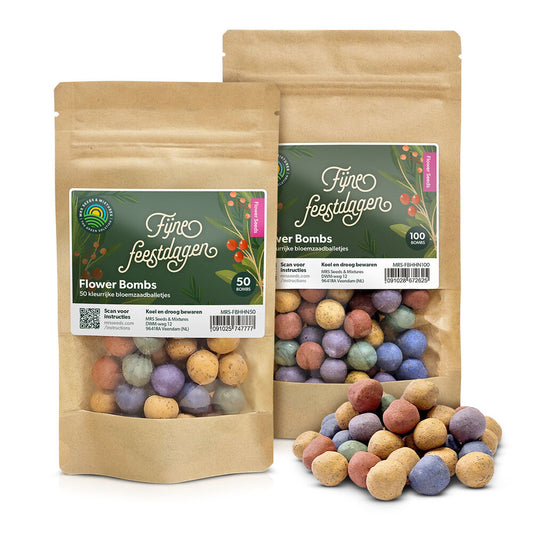  Flower Bombs - Zaadbommen Mix - Fijne Feestdagen!