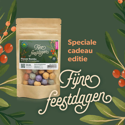  Flower Bombs - Zaadbommen Mix - Fijne Feestdagen!
