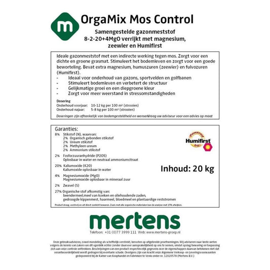  Orgamix Mos Control | Anti Mos Gazonmest - 20kg